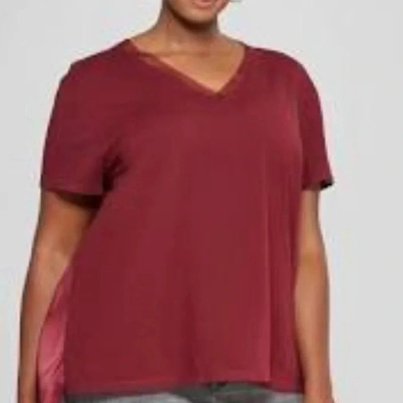 Ava & Viv Ruched Back V-Neck Top 4X New - Picture 2 of 8
